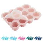 btrfe Baby Food Storage Container Silicone Baby Food Freezer Food Grade Silicone Perfect Food Container for Homemade ice cube tray with lid Baby Food Fruit Puree and Vegetables (Light Pink)