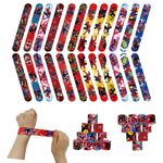 POPOYU 24Pcs Spider Man Party Bags Fillers Kids Slap Bands,Spider Man Slap Bands Slap Bracelets Wristband Party Favours for Girls Boys Spider Party Bag Fillers Birthday Classroom Gifts