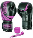 Evo Fitness Ladies Pink GEL Rex Leather Boxing Gloves Punch Bag MMA Muay Thai Martial Arts Kick Boxing (PINK, 10oz)