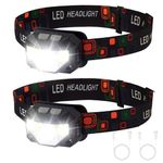 Headlamp Flashlight, 800 Lumen Ultra-Light Bright LED Rechargeable Headlight with White Red Light,Waterproof Motion Sensor Head Lamp,8 Modes for Outdoor Camping Running Cycling Fishing (2PCS Black)