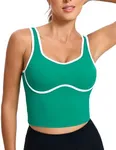 RUNNING GIRL Sports Bras for Women,Longline Sports Bra Padded Basic Workout Crop Tank Top(2996_Bright Green_XXL)