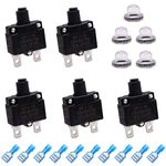 mxuteuk 5Pcs 12Amp Circuit Breakers Push Button Manual Reset 125/250V AC 32V DC,Overload Protector Switch Thermal Circuit Breakers with Quick Connect Terminals and Waterproof Button Caps ST1-5-12A