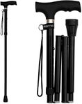 ProBytes Foldaway Cane - Ergonomic Designer Walking Stick. Height Adjustable 82-92 CM, Metal Alloy Body, Non-slip Rubber Base, Easy Grip Derby Handle, Four Fold Mobility Aid, Collapsible – Black