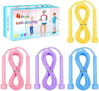 Jump Rope for Kids, 4 Pack Soft Durable PVC Kids Skipping Rope Adjustable Length Jumping Skip Ropes for Boys, Girls, Children, Students Outdoor Sport Exercise Fitness Weight Loss