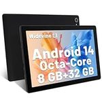 Tablet 10 Inch Android 14 Octa-Core 8GB RAM 32GB ROM 1TB TF Extension 1280x800 IPS Touchscreen GMS-Certified Tablet PC 2.4GHz/5GHz WiFi Bluetooth 5.3 Widevine L1 Dual Camera Speakers 5000mAh (Black)