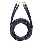 InnoStars 12AWG High Performance Speaker Cable with Dual Gold-Plated Banana Plugs, Premium Heavy Duty Braided Nylon Jacket and Color Coding, 99.99% Oxygen-Free Copper (OFC) - Black, 10 Feet