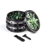 Clear Top Herb Grinder Metal Large 2.5'' Large 4-Part, Aluminum Alloy Spice Grinder with Pollen Scraper and Cleaning Brush