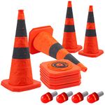 Sinoer 4Pack 70cm Collapsible Traffic Cones/Traffic Cone Sign/Multi Purpose Pop up Reflective Safety Cone,OrangeSize : 28 inch /70cm)