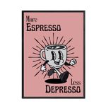 Generic More Espresso Less Depresso, Pink And Black Wall Art, Home Decor, Framed or Unframed Print, Funky Kitchen Print