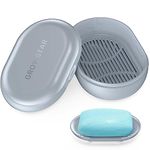 Soap Holder, Travel Soap Container, Portable Soap Dish with Lid, Leakproof Soap Dishes for Bar Soap with Cover, Plastic Soap Bar Holder, Best for Camping, Outdoor, Bathroom, Hiking Traveling (Grey)