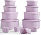 ISSEVE 12Pcs/Set Nesting Silicone Food Storage Containers with Lids, BPA Free Reusable Meal Prep Silicone Containers Airtight, Freezer Dishwasher Safe (33.8oz, 20oz, 10oz, 6.7oz, 1.3oz) (Purple)