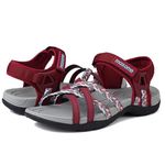 Maxome Hiking Sandals Women Summer Walking Sandals for Women Comfortable Sports Sandals Casual Hook Loop Strap Beach Sandals Red