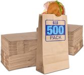 Stock Your Home 6 Lb Kraft Brown Paper Lunch Bags (500 Count) - Bulk Disposable Lunch Sacks, Medium Size Blank Bag, Good for a Snack, Sandwich, Grocery Food, and Arts & Crafts Projects