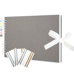 Scrapbook Photo Album 29x21.5cm DIY Memory Book Scrap Books 40 White Pages Ablums Kit with Stickers for Wedding, Travel, Birthday, Light Grey