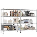 Himimi 4 Tier Storage Shelves Heavy Duty Garage Shelf Height Adjustable Wire Shelving Unit Metal Shelving for Storage Rack Shelves for Storage Pantry Shelves Kitchen Shelving,180W*45D*152Hcm Silver