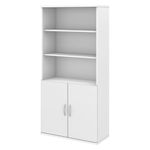 Bush Business Furniture Studio C 5 Shelf Bookcase with Doors in White