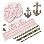 Pirate Rope Hook Fondant Silicone Mold (2 Pcs) Captain Ship Anchor Ship Rudder Polymer Resin Clay Silicone Mold, Used for Birthday Cake Cupcake Decoration, Candy, Sugar Craft Glue, Chewing Gum