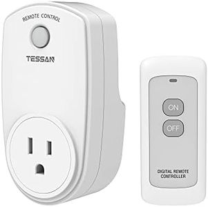 Remote Control Outlet, TESSAN Wireless Electrical Plug Switch for Lights, Lamps, Fans, 100ft RF Range, 1200W (1 Remote + 1 Outlet)