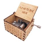 Youtang Gifts for Her Him, Fly Me to The Moon Wood Music Box, Antique Engraved Wooden Musical Boxes Gifts for Lover on Valentine's Day, Father's Day,Mother's Day,Christmas,New Year(Handcrank)