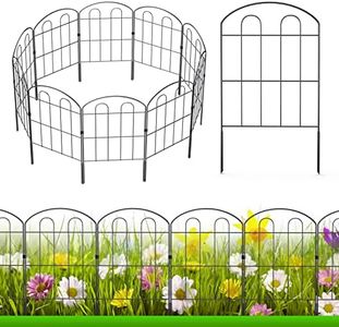 28 Pack Decorative Garden Fence Outdoor 24in (H) x 30ft (L) Coated Metal RustProof Landscape Wrought Iron Wire Border Folding Patio Fences Flower Bed Fencing Animal Barrier Section Panels Decor