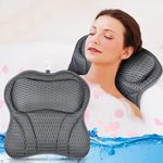 ULTRGEE Bathtub Pillow - 4D Air Mesh, Bath Pillow for Tub Head, Neck and Back Support, Fast Drying Bath Cushion, Bath Accessories for Relaxing, Germ-Proof, Fits All Bathtub (Grey)