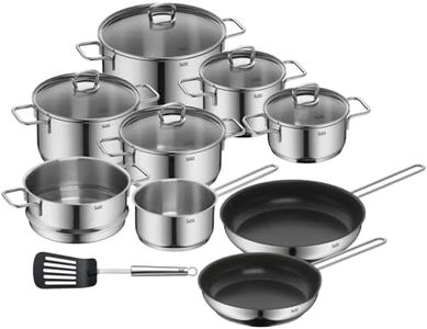 Silit Alicante Topfset Induktion 10-teilig, Kochtopf Set mit Glasdeckel, Edelstahl poliert, Induktions Töpfe Set unbeschichtet