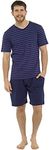 undercover lingerie Mens Striped Pyjamas Set HT331C Shorts Navy/Blue Large