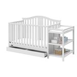 Graco Solano 4-in-1 Convertible Crib and Changer with Drawer (White) – Crib and Changing Table Combo with Drawer, Includes Changing Pad, Converts to Toddler Bed, Daybed and Full-Size Bed