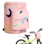 Favuit Bike Basket for Kids, Front Bicycle Basket Handlebar Bag Foldable Bike Decoration Accessory for Girls Boys Bicycle Balance Bike Scooter Tricycle (Pink Strawberry)