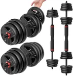 UKEEP Adjustable Dumbbells Set, 20/30/40/60/80lbs Free Weight Set with Connector Use as a Pair of Weights or Barbell, Fitness Exercises for Home Gym Suitable Men/Women