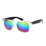 Komonee Chrome Drifter Sunglasses With Rainbow Lens Classic Style Retro Sun Shades Eye Glasses UV400 Protection Unisex For Men Golf Cycling Sports Fishing Travel