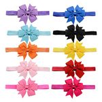 SANNIDHI® 10 Pcs Satin Baby Hair Band, Hair Bands for Baby Girls Bowknot Elastic Headbands for Baby Girl, Christmas Gifts- Multicolor