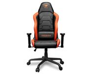 Cougar Armor Air Ergonomic Gaming Chair Dual High Back Design with Lumbar Support, Steel Frame and Base, Reclining Backrest, Tilt Mechanism, Premium Breathable PVC Leather, 2D Armrest, Black/Orange