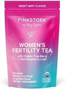 Pink Stork Organic Fertility Tea - Supports Conception for Her & Hormone Balance with Chaste Tree Berry (Vitex), Mint, and Red Raspberry Leaf - Hot or Iced - Caffeine Free - Sweet Mint, 15 Sachets