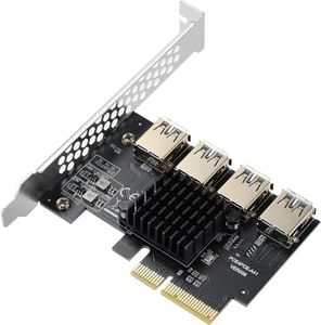 YABOANG PCI-E 4X to 4 PCI-Express 16X Riser Card Slot, PCI-E 4 USB 3.0 PCIe Adapter Card for GPU Mining, Devices for Cryptominer Bitcoin by Ethereum