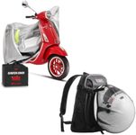 Scooter Cover Light Gray & Helmet Backpack Bundle