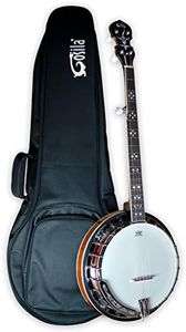 Gosila 5 String Full Size Banjo Solid Back with beginner Kit Remo Head Coated Top European Maple Body Material Sapele Back Material Type Okoume Neck Material Type