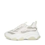 Steve Madden Women's Possession Sneaker, White Rhinestone, 6 UK