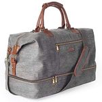 MyMealivos Canvas Weekender Bag, Overnight Travel Carry On Duffel with Shoe Pouch…, Grey