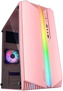 Mars Gaming MC-S1, Ultra-Compact Micro-ATX PC Case, ARGB Front Lighting 12 Modes, FRGB Fan, Full Side Window Gaming Case, Supports Liquid Coolers up to 120mm, Pink
