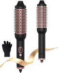 Thermal Brush 38mm, Double PTC Hot Brush, Atopskins Ceramic Curling Brush Volumizing Heated Brush Curling Iron, LCD Display Double Voltage Travel Curling Brush, 10 Temps 120-210℃ Heated Round Brush