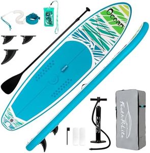 FEATH-R-LITE Inflatable Paddle Board Stand Up Paddleboards for Adults SUP with Complete Premium Accessories Pump, Adjustable Paddle, Leash, Three Fins, Waterproof Phone Bag, Repair Kit, Backpack