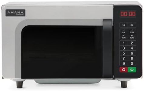 Amana RMS10TSA 1000 Watt Heavy-Duty Countertop Commercial Microwave Oven with Push Button Controls for Restaurant Buffet Catering | 0.8 Cu. Ft, 20"W x 16-1/2"D x 12-1/4"H, Stainless Steel, 120v, NSF