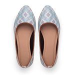 ZOUK 100% Vegan Leather Handcrafted Geometric Print Light Blue Umaid Diamond Bellies - 37