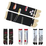 NOREN Japanese Tabi socks two toe socks for unisex (Japanese Scenery 1 4pairs packs) flip flop socks Cotton for women one size