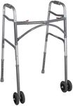 Drive Medical Heavy Duty Bariatric Two Button Walker with Wheels, Silver