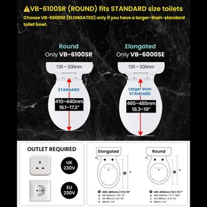 VOVO Electronic Smart Bidet Toilet Seat – Heated, Dryer, LED, Round