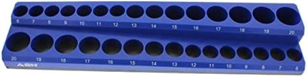 ABN Magnetic Socket Organizer - 3/8 Drive Metric Sockets Set Tool Box Organizer - 30 Slot Blue Socket Holder