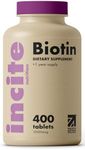 Incite Nutrition Biotin Supplement 12000mcg - +1 Year Supply - High Strength 120 Easy Swallow Tablets - Biotin Hair Growth Vitamins for Hair, Skin & Nails - Natural Vegan & GMO-Free - Made in UK