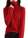 Wool 100% Fall/Winter Women Sweater Turtleneck Cashmere Sweater Women's Red M